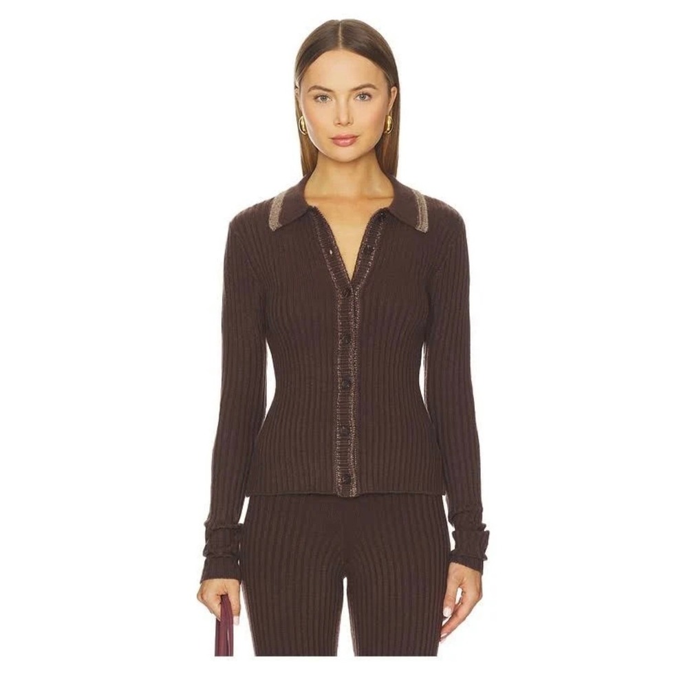 Women's Lovers And Friends Tila Rib Brown Cardigan Size Large